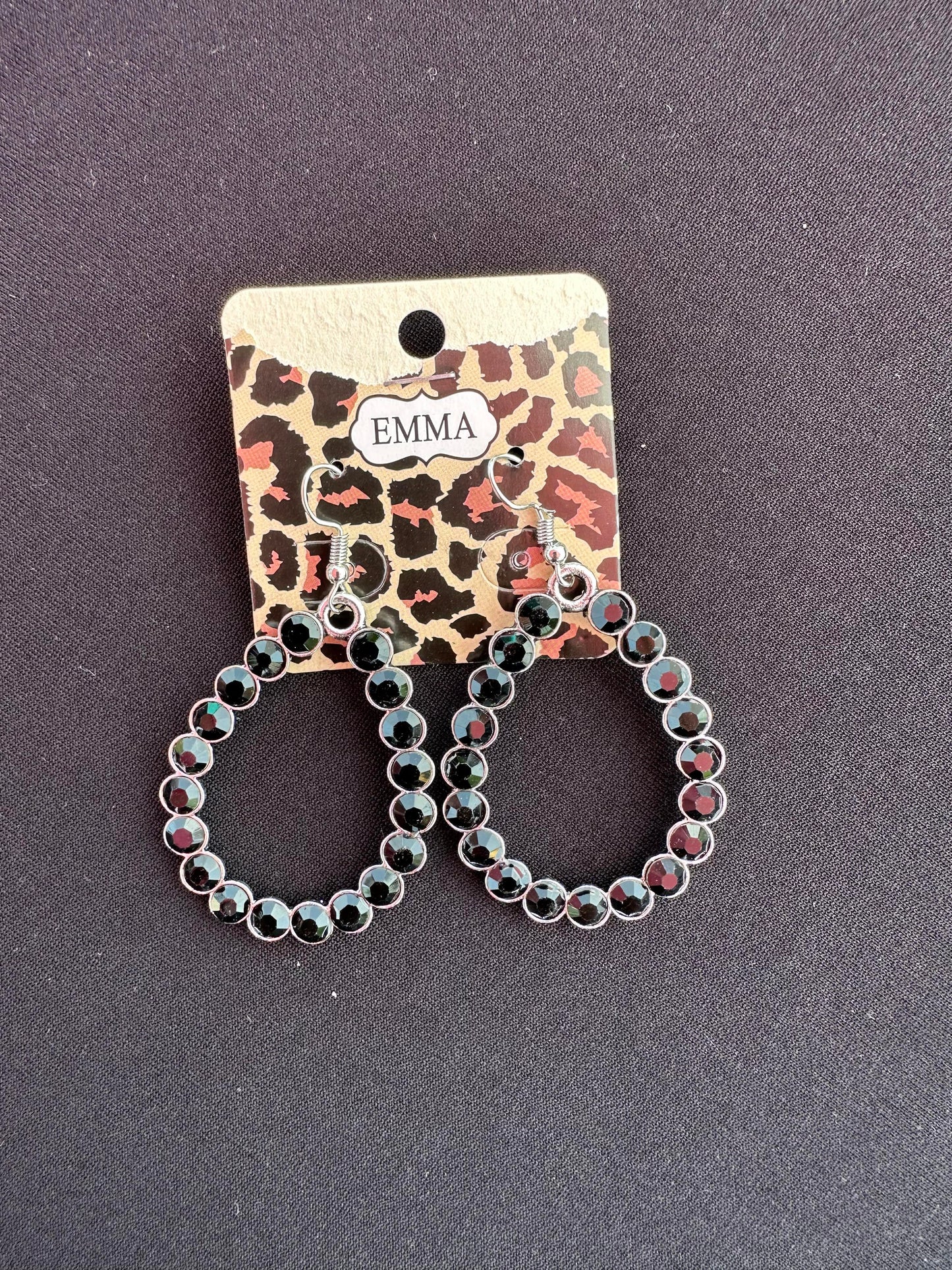 Black Teardrop Dangle Earrings