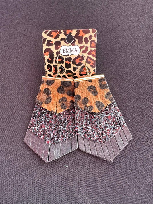 Leopard & Black Dangle Earrings